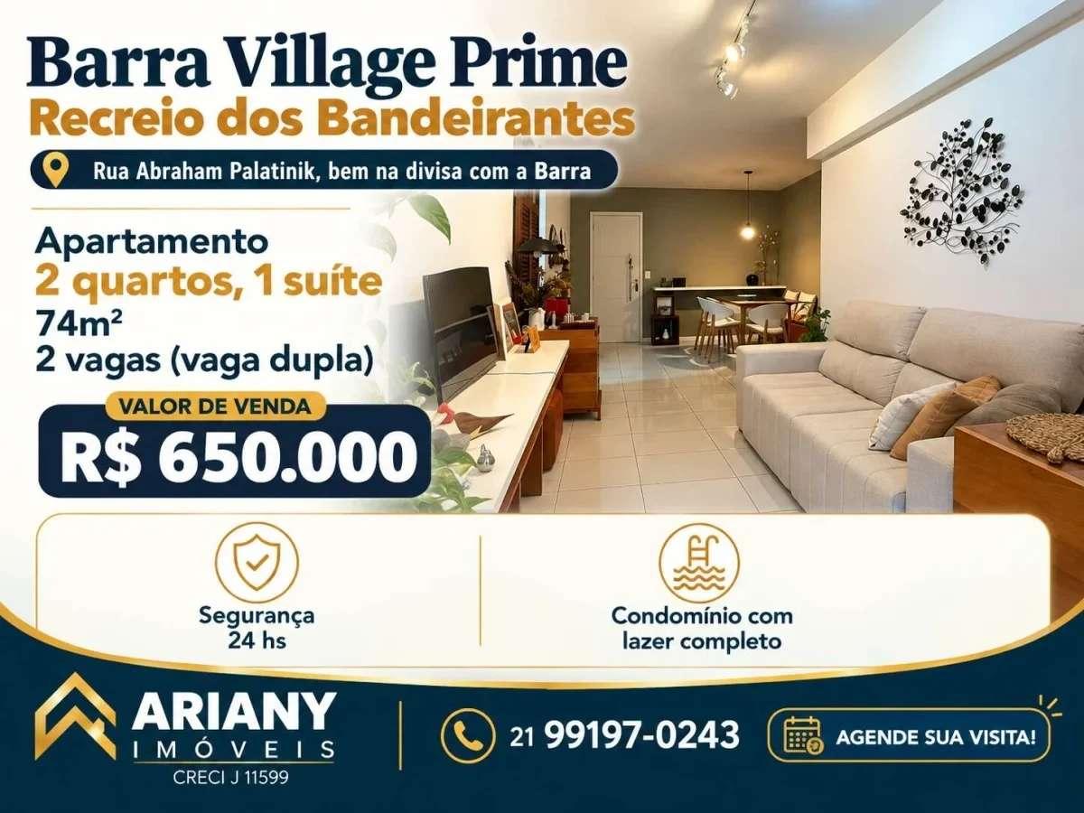 Barra Village Prime | Apto 2 quartos 74 m² no Recreio @arianyimoveis