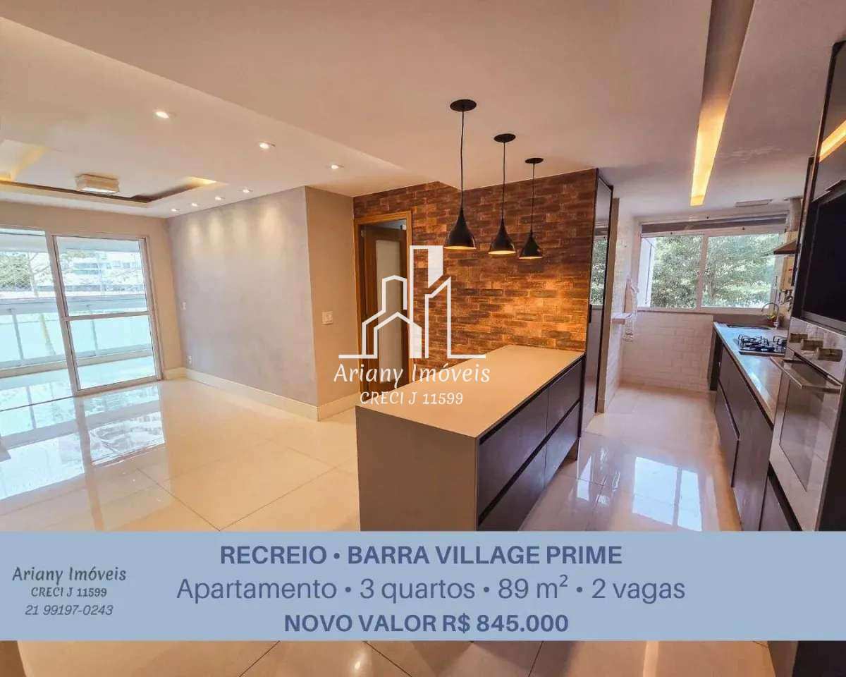 Barra Village Prime | Lindo Apto 3 quartos 89 m² no Recreio