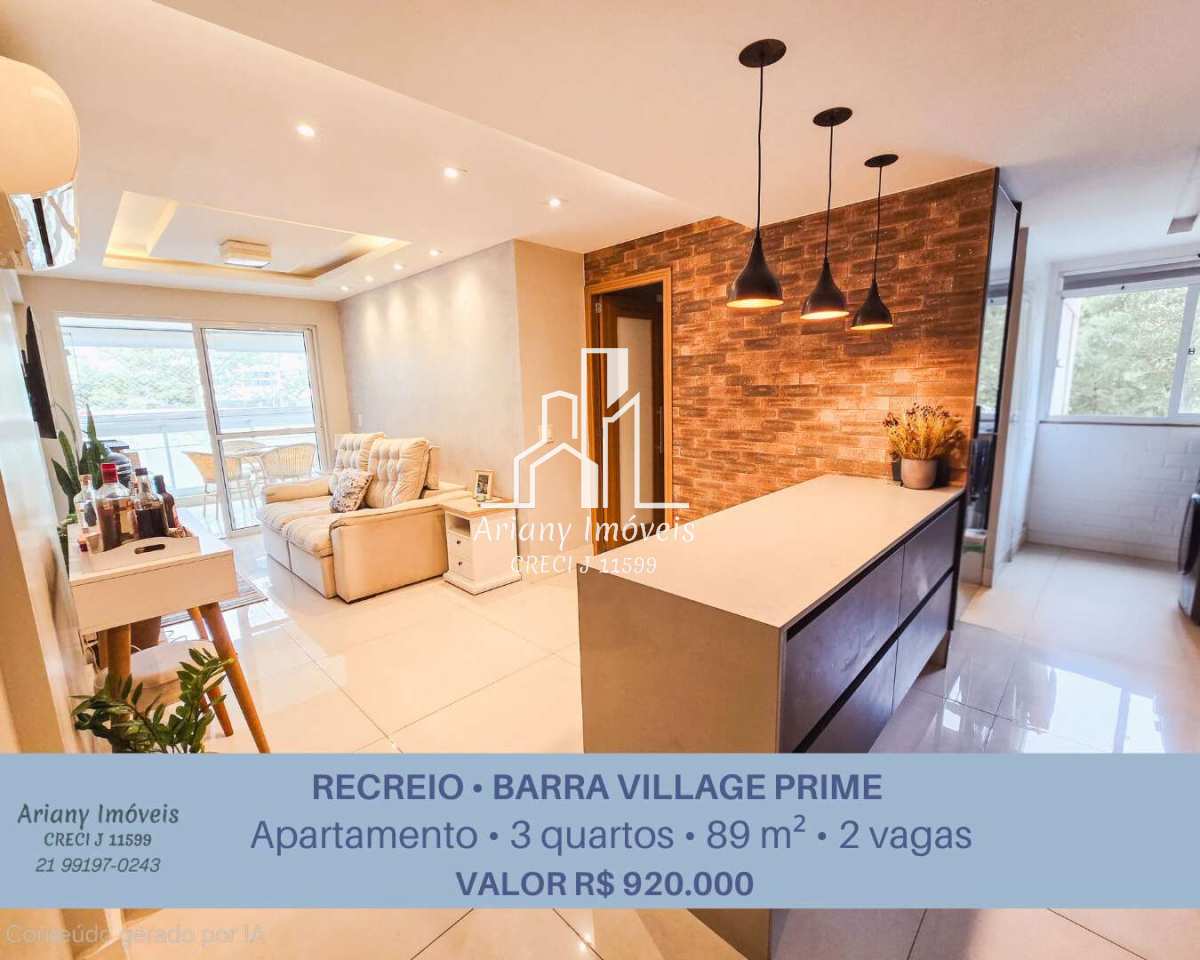 Barra Village Prime | Lindo Apto 3 quartos 89 m² no Recreio - Ariany Imóveis e Consultoria Imobiliária