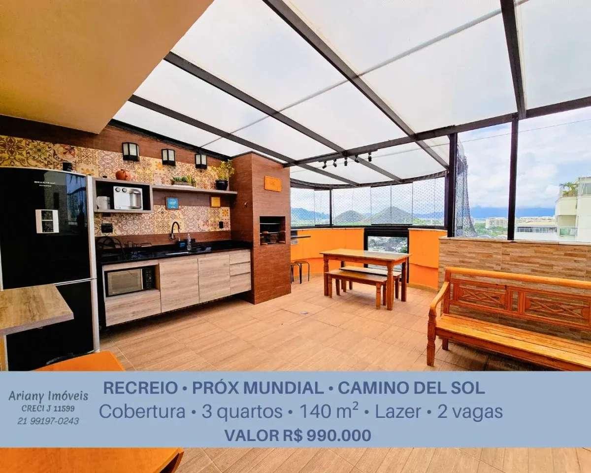 Camino del Sol | Cobertura Duplex 3 quartos 140 m² no Recreio