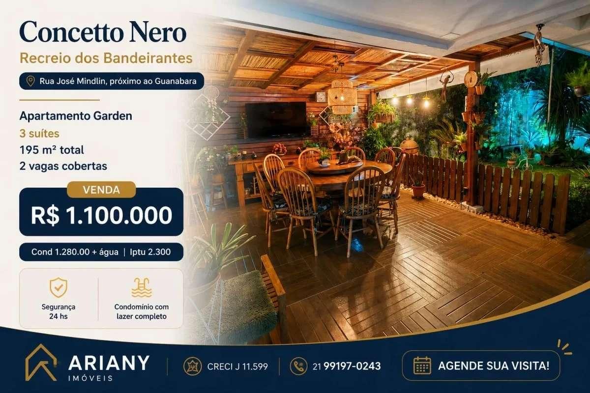 • Concetto Nero • Apartamento garden 3 suítes 195 m² | Recreio • @arianyimoveis - Ariany Imóveis e Consultoria Imobiliária