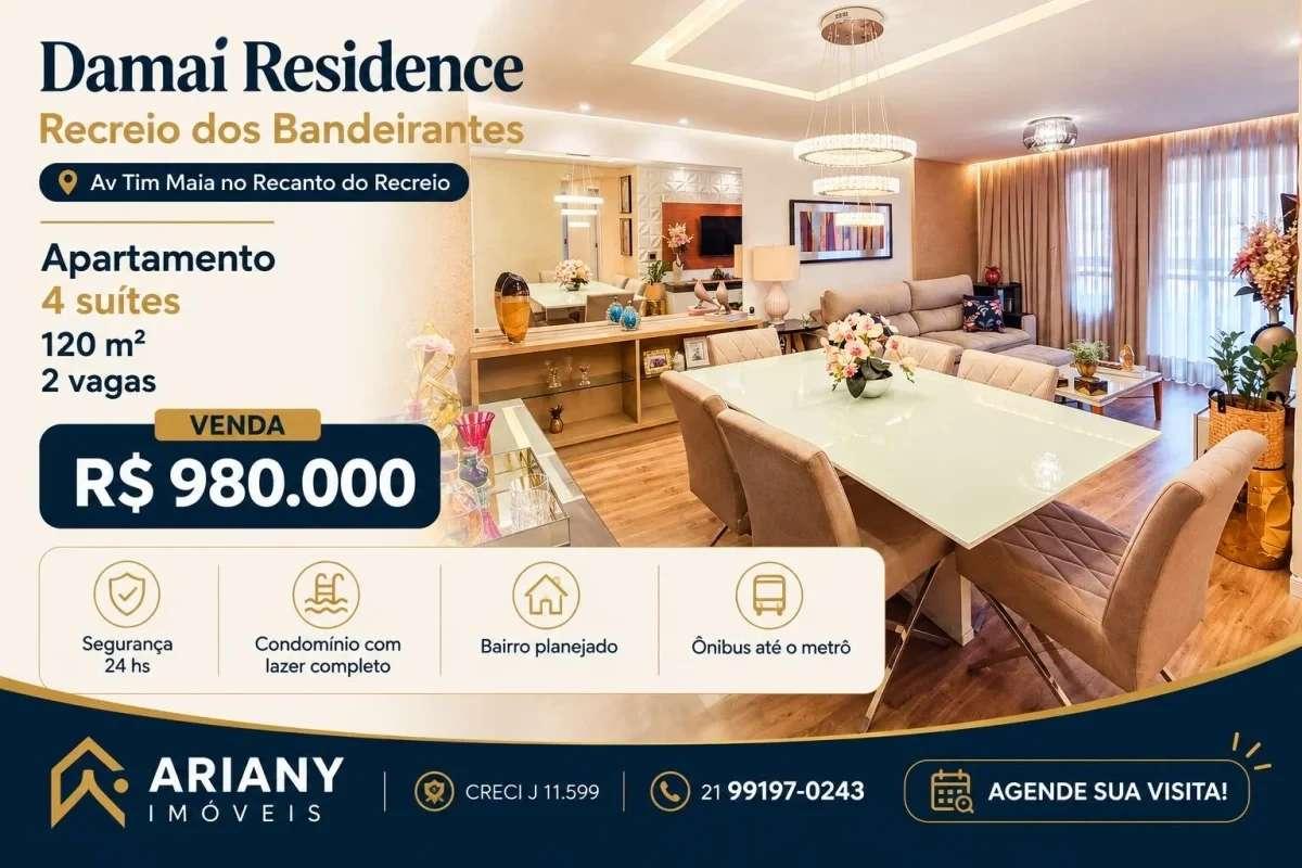 • Damai Residence Recreio | Apartamento 4 suítes 119m² •