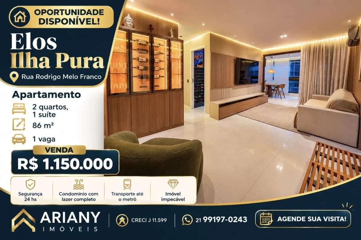 • Elos Ilha Pura | Apartamento mobiliado 2 quartos 86 m² na Barra da Tijuca • @arianyimoveis