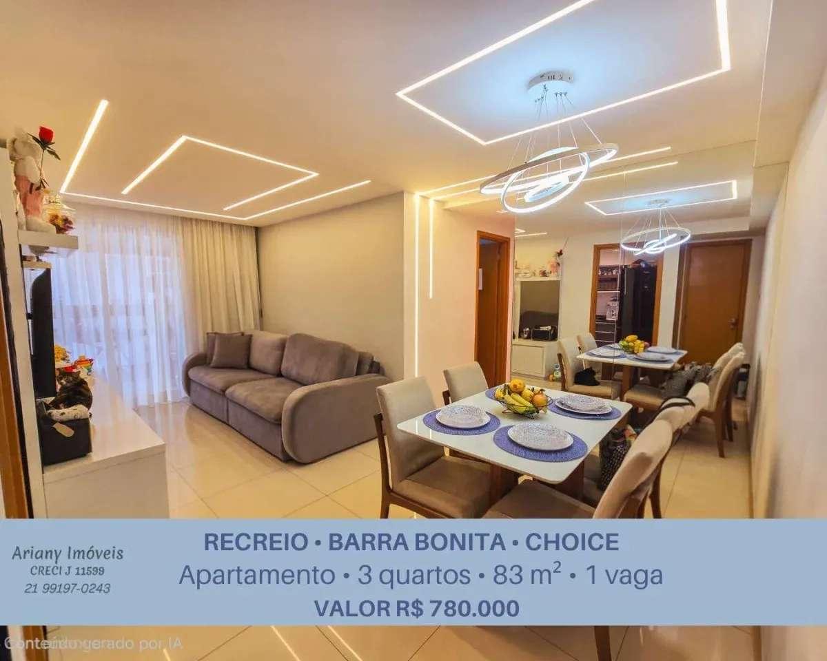 Choice Barra Bonita | Apartamento 3 quartos 83 m² - Recreio - Ariany Imóveis e Consultoria Imobiliária