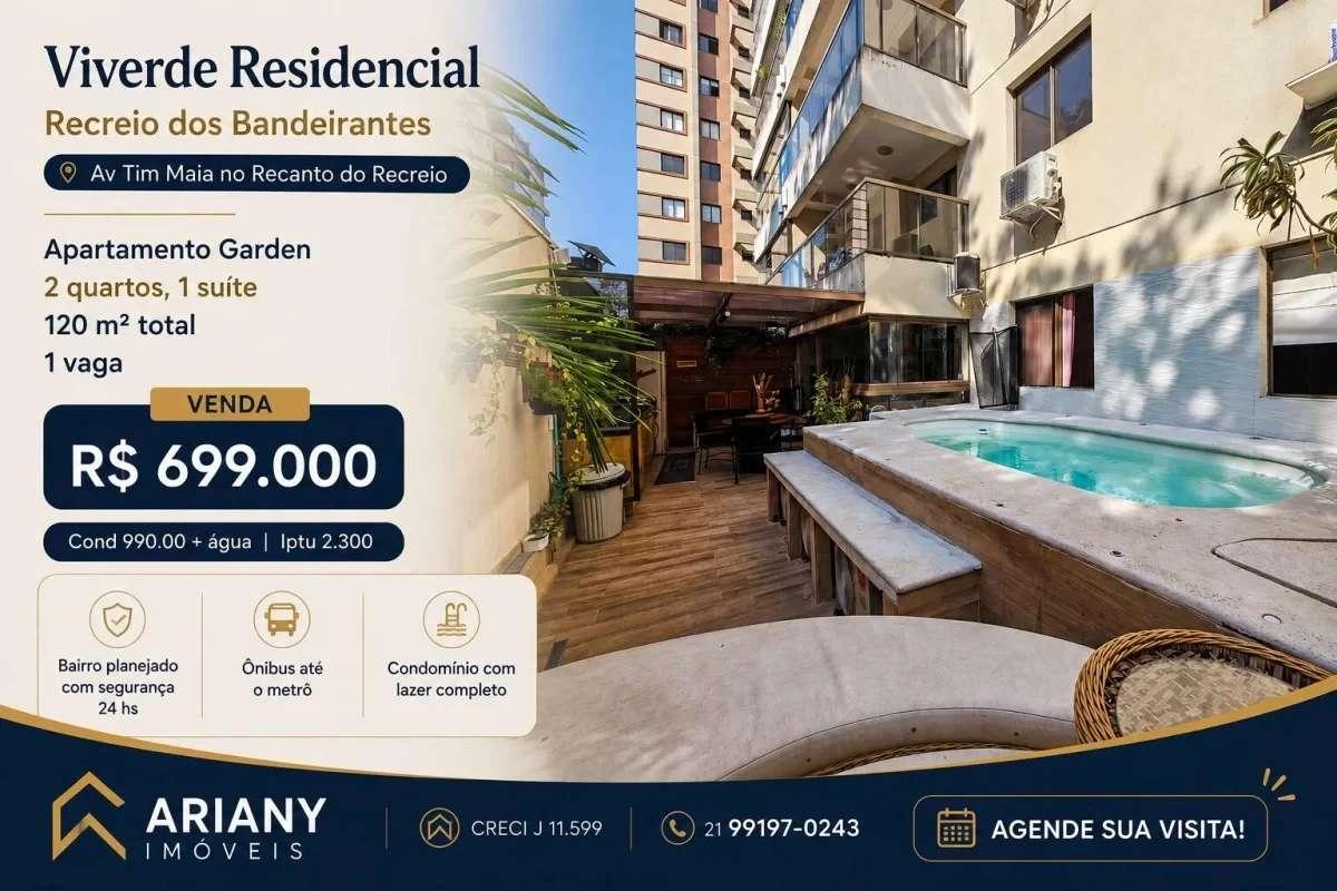• Viverde • Apartamento garden 2 quartos | Recreio • @arianyimoveis - Ariany Imóveis e Consultoria Imobiliária