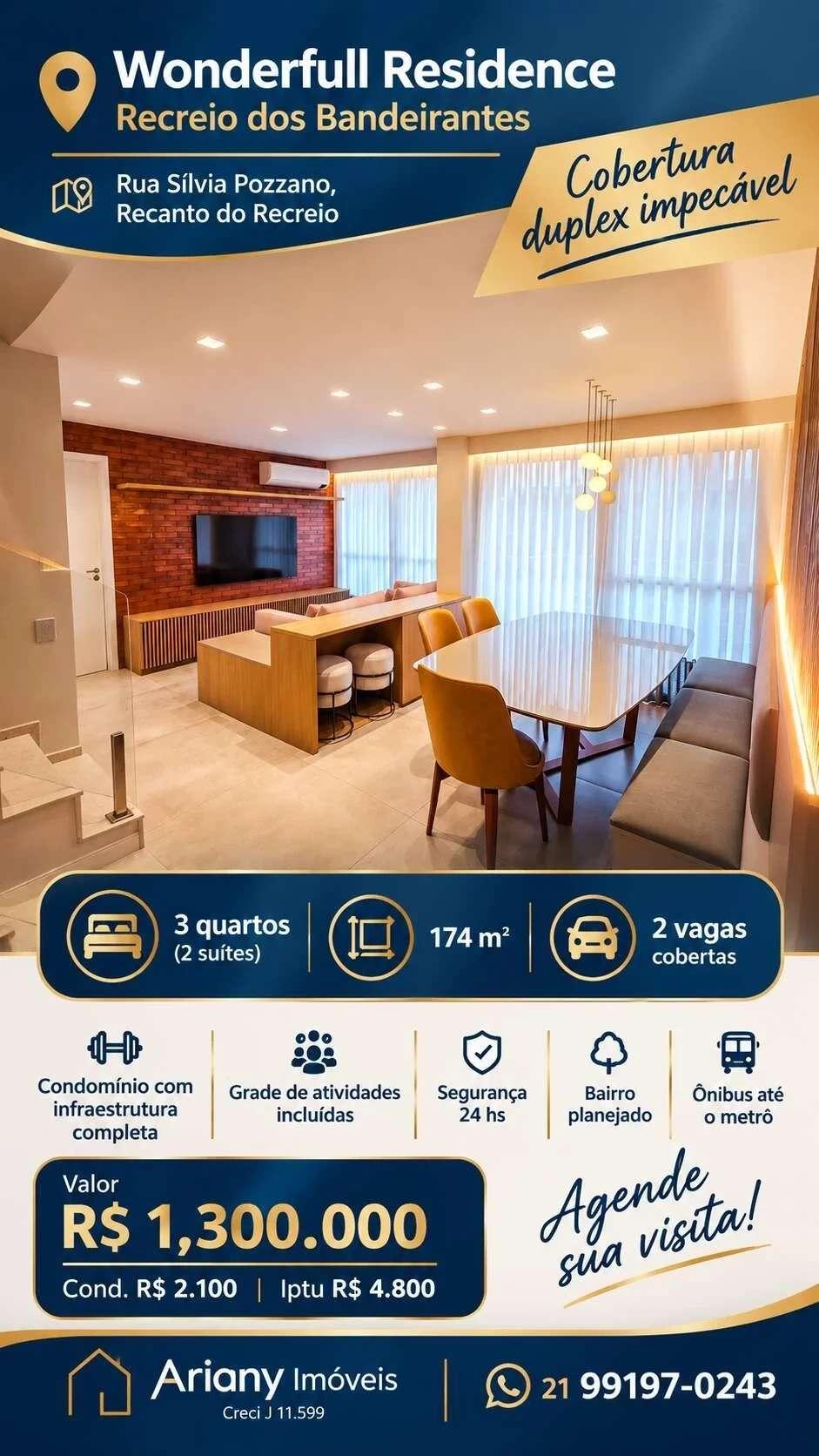 • Wonderfull Residence | Cobertura 3 suítes  no Recreio